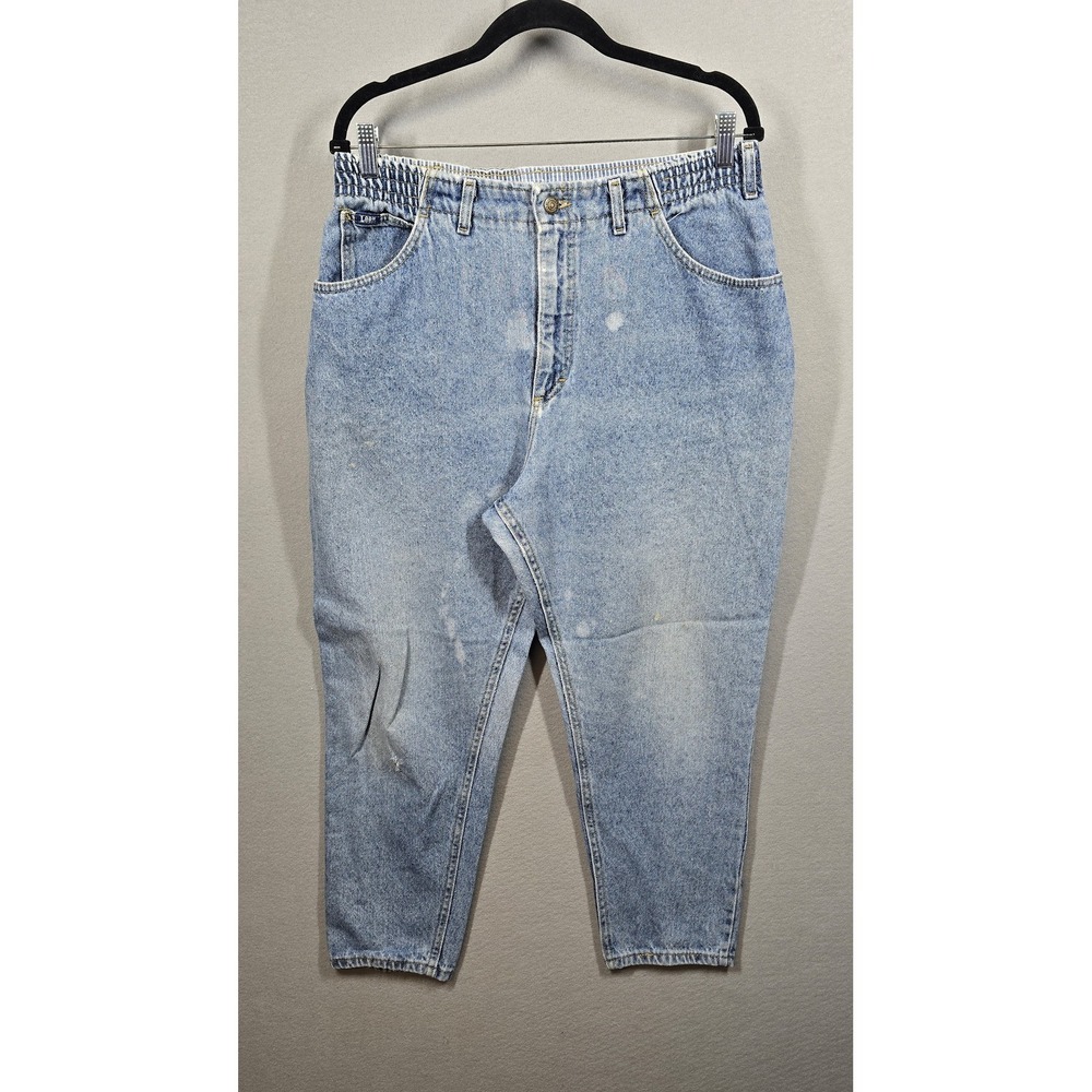 Vintage Lee Jeans Womens 16W PET Blue High Rise‎ Tapered Elastic Waist Denim 90s